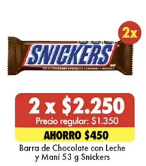 Snickers - Barra De Chocolate Con Leche Y Mani
