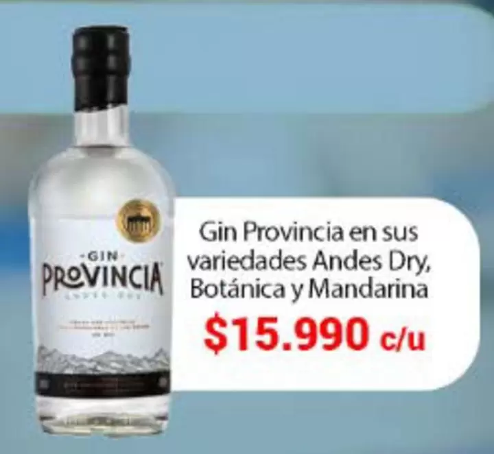 Andes - Gin Provincia En Sus Variedades Dry, Botanica Y Mandarina