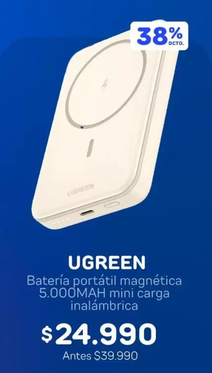 Bateria portatil magnetica 5,000MAH mini carga inalámbrica