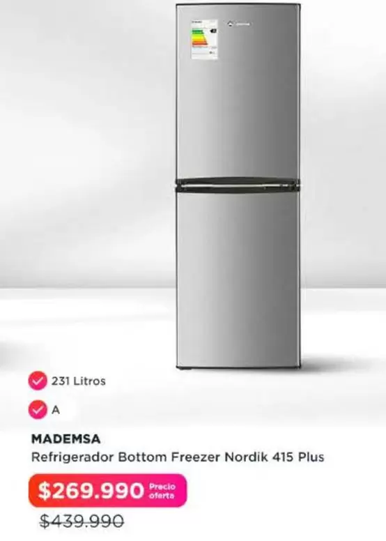 Mademsa - Refrigerador Bottom Freezer Nordik 415 Plus