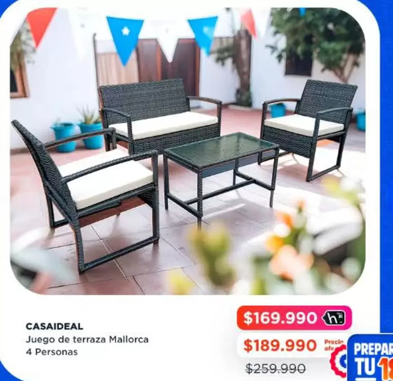 Juego De Terraza Mallorca 4 Personas