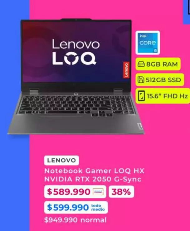 Lenovo - Notebook Gamer Loq Hx Nvidia Rtx 2050 G-sync
