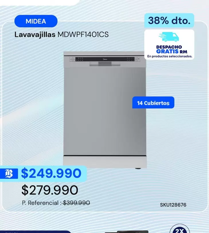 Midea - Lavavajillas Mdwpf1401cs
