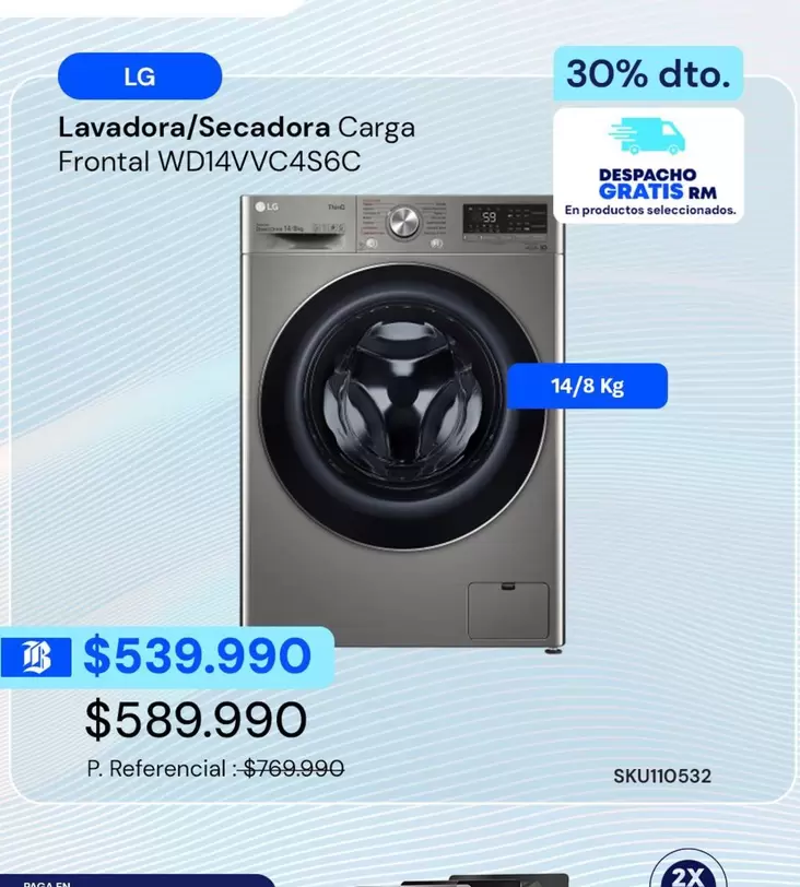 LG - Lavadora/secadora Carga Frontal WD14VVC4S6C