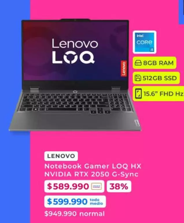Lenovo - Notebook Gamer Loq Hx Nivida Rtx 2050 G-sync