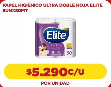 Elite - Papel Higiénico Ultra Doble Hoja  8unx50mt