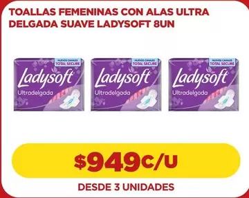 Ladysoft - Toallas Femeninas Con Alas Ultra Delgada Suave