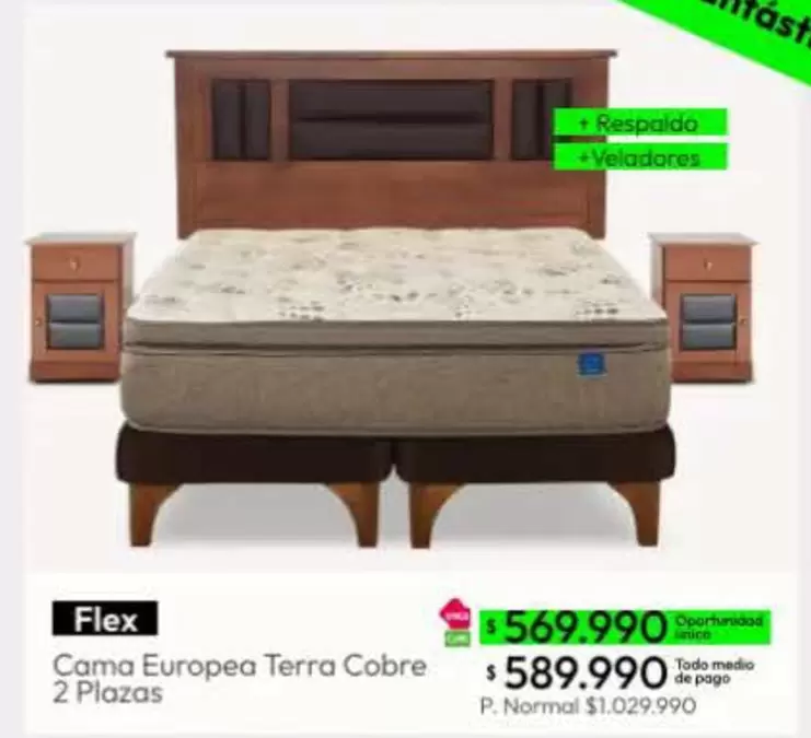 Flex - Cama Europea Terra Cobre 2 Plazas