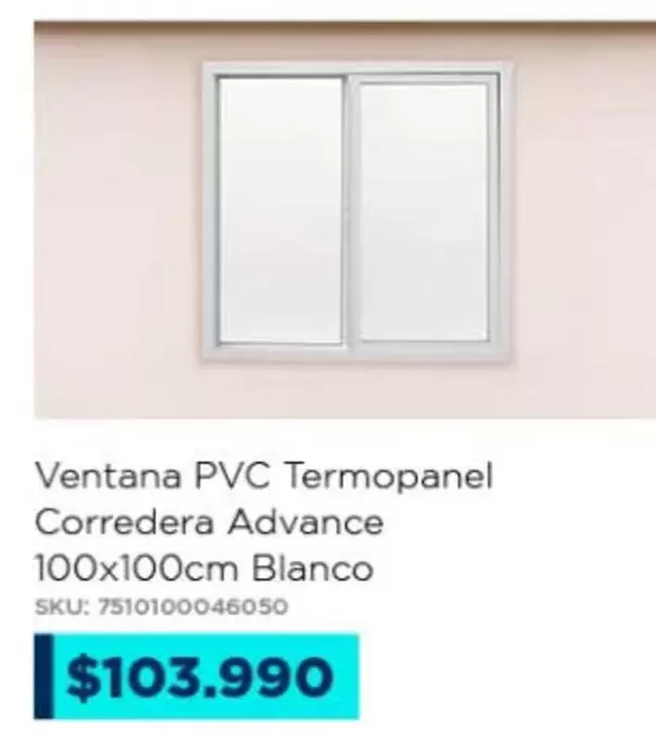 Ventana Pvc Termopanel Corredera Advance 100x100cm Blanco