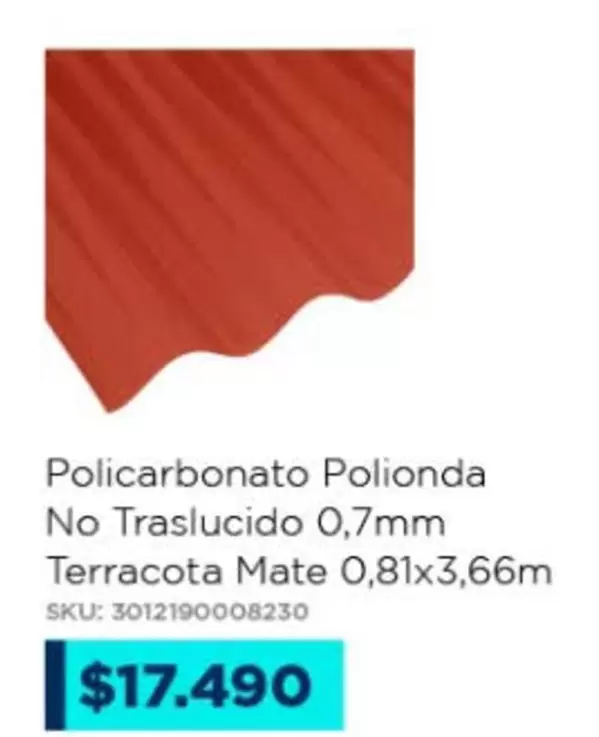 Policarbonato Polionda No Traslucido 0.7mm Terracota