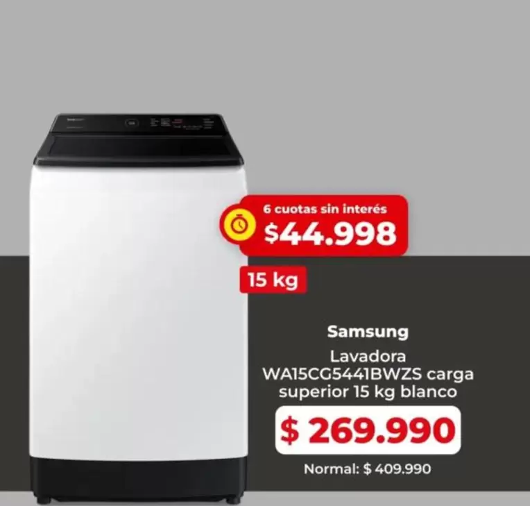 Samsung - Lavadora WA15CG5441BWZS Carga Superior 15 Kg Blanco