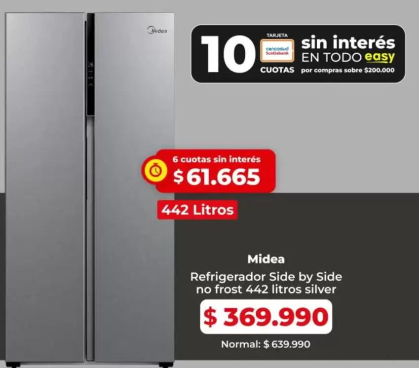 Midea - Refrigerador Side By Side No Frost 442 Litros Silver