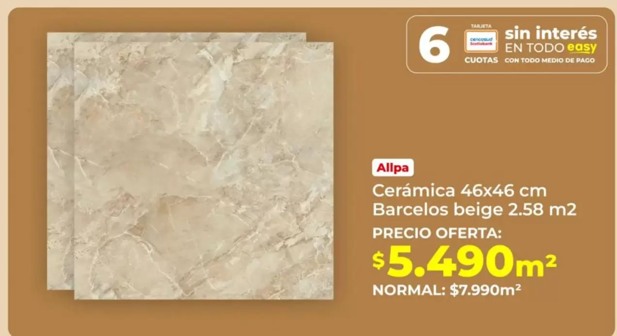 AlpineXtrem - Ceramica 46x46 Cm Barcelos Beige