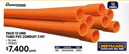 Hoffens - Pack 12 Und Tubo PVC Conduit 3 Mt