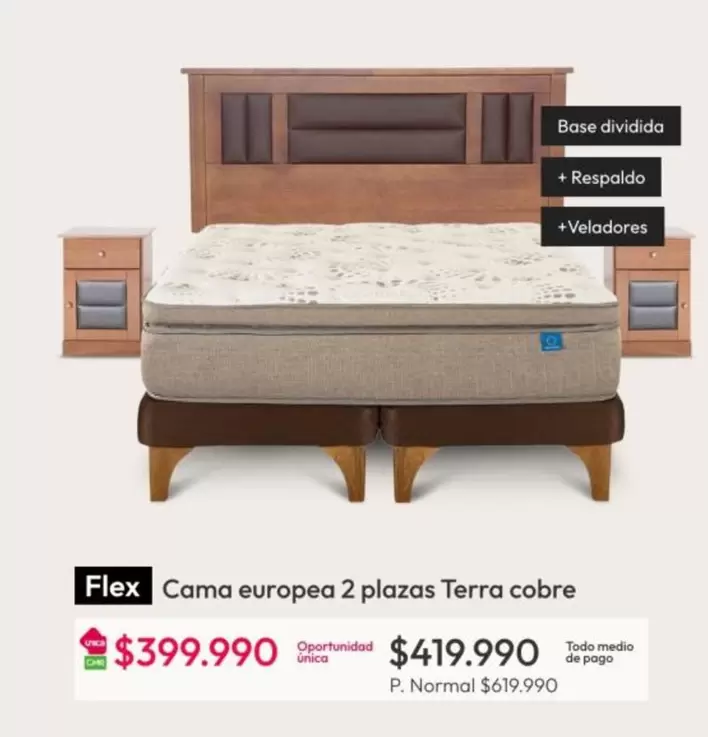 Flex - Cama europea 2 plazas Terra cobre