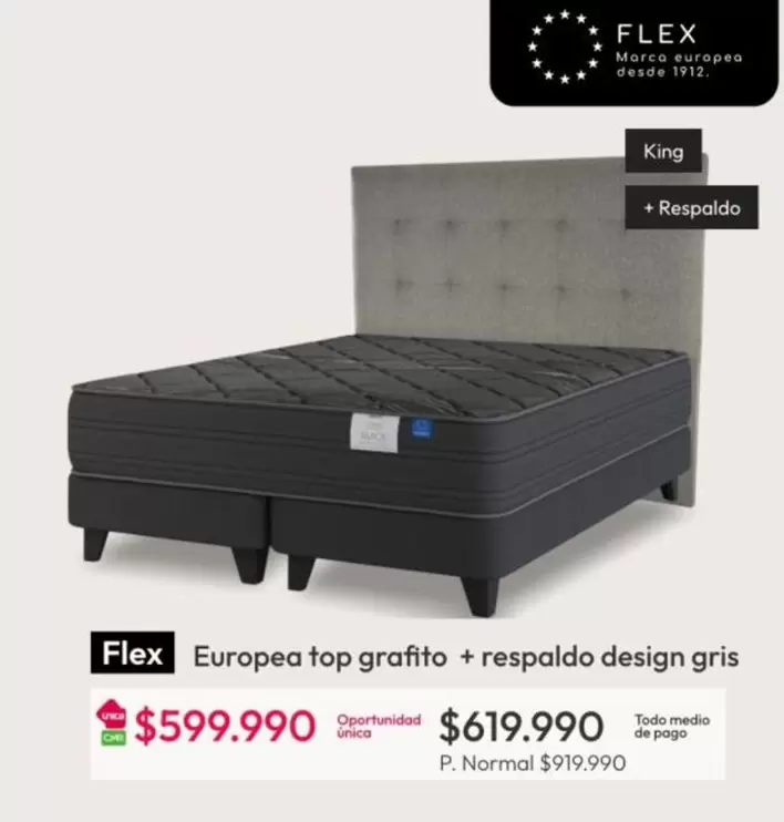 Flex - Europea Top Grafito + Respaldo Design Gris