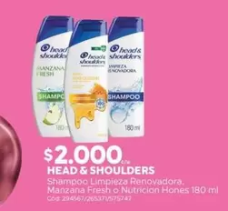 Head & Shoulders - Shampoo Limpieza Renovadora, Manzana Fresh O Nutricion Hones