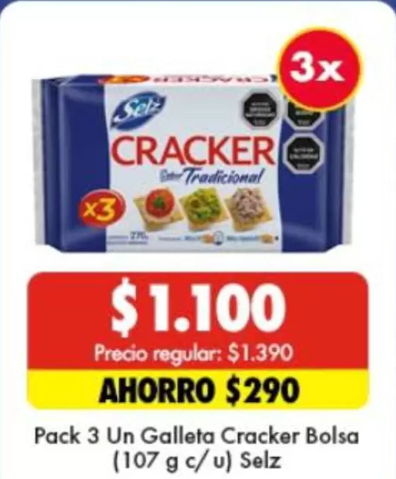 Selz - Pack 3 Un Galleta Cracker Bolsa