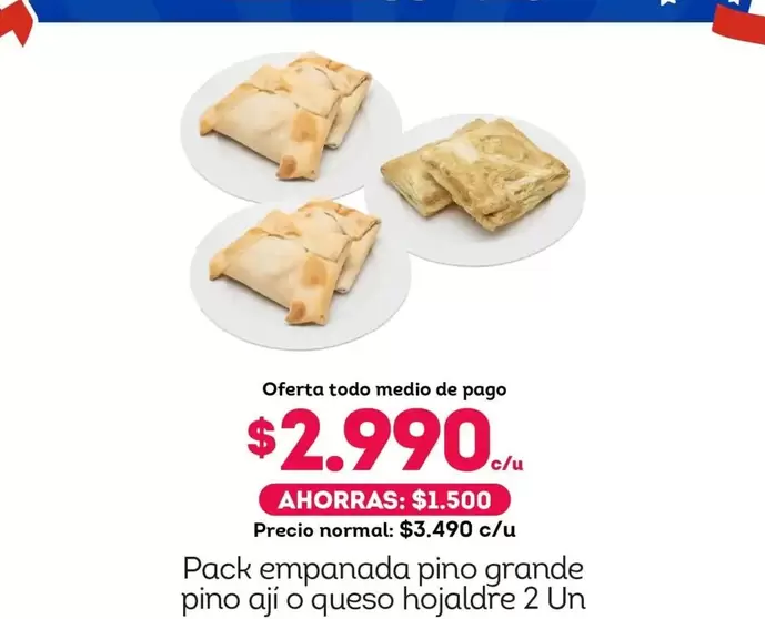 Pack Empanada Pino Grande Pino Aji O Queso Hojaldre