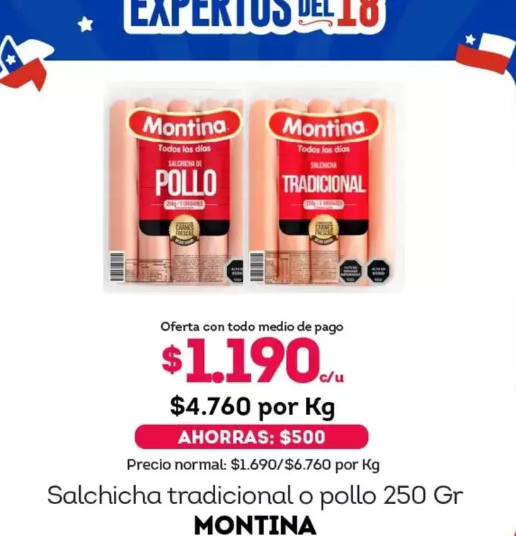 Montina - Salchicha tradicional o pollo