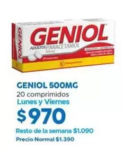 Geniol -  500mg 20 Comprimidos Lunes Y Viernes