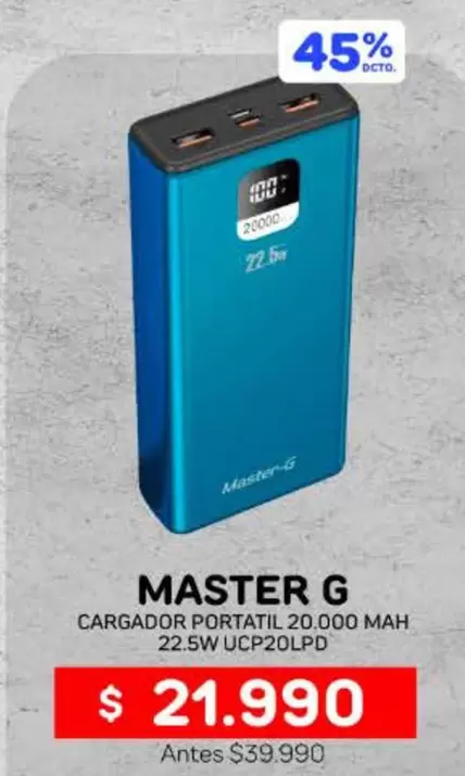 Master-G - Cargador Portatil 20.000 Mah 225w Ucp20lpd