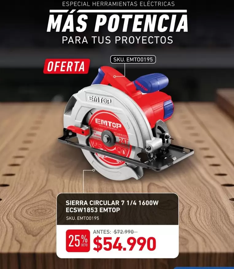 Sierra Circular 7 1/4 1600w Esw1853 Emtop
