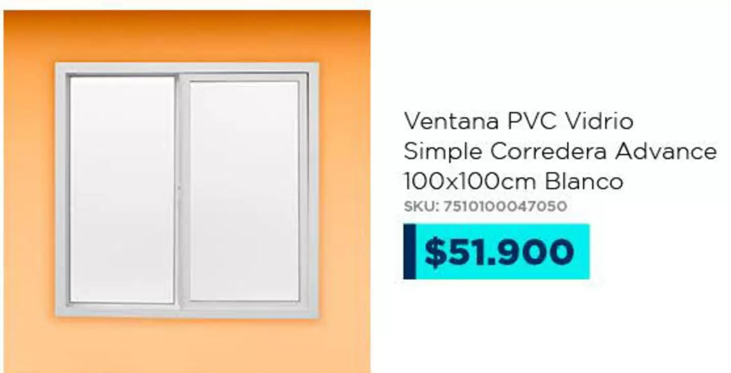 Ventana Pvc Vidrio Simple Corredera Advance Blanco