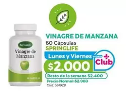 Springlife - Vinagre De Manzana 60 Cápsulas