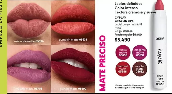 Fiesta - Labios Definidos Color Intenso Textura Cremosa Y Suave