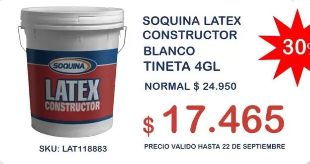 Soquina -  Latex Constructor Blanco Tineta 4gl