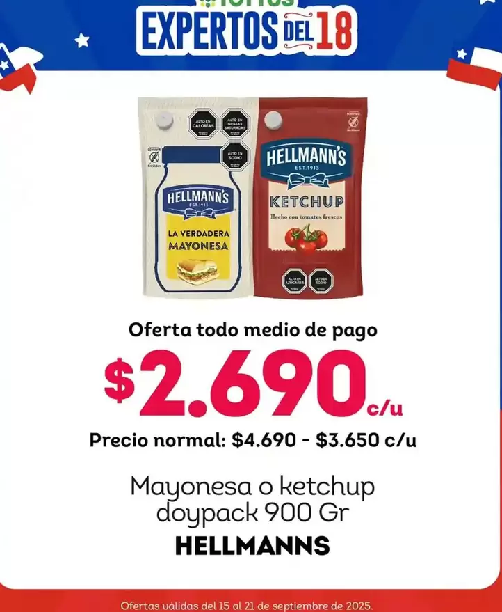 Hellmann's - Mayonesa O Ketchup Doypack