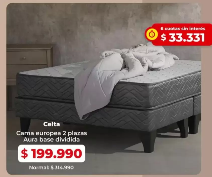 Celta - Cama Europea 2 Plazas Aura Base Dividida