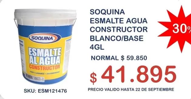 Soquina -  Esmalte Agua Constructor Blanco/base