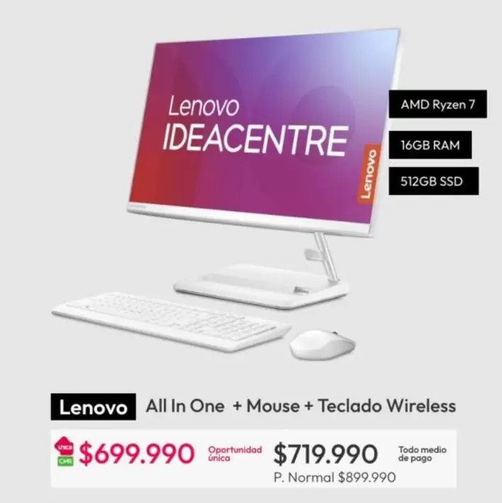 Lenovo - All In One + Mouse + Teclado Wireless