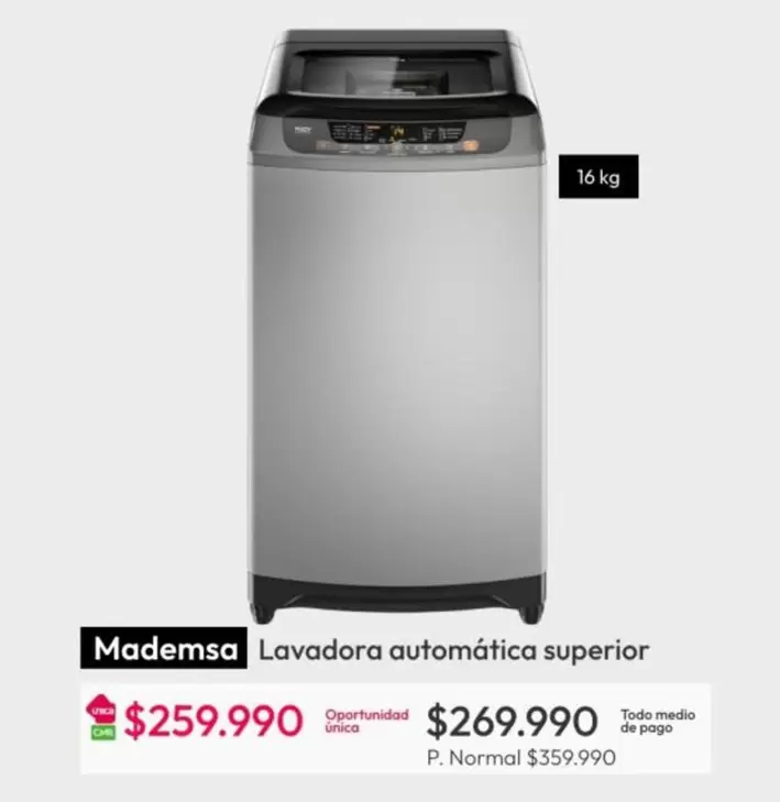 Mademsa - Lavadora Automatica Superior
