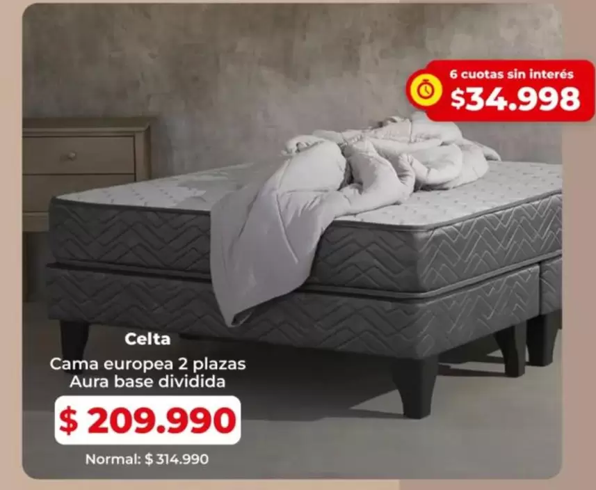Celta - Cama Europea 2 Plazas AURA Base Dividida