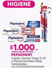 Pepsodent - Cepillo Dental Triple D X 1 O Pasta Dentales