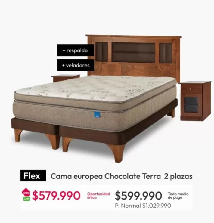 Flex - Cama europea Chocolate Terra 2 Plazas
