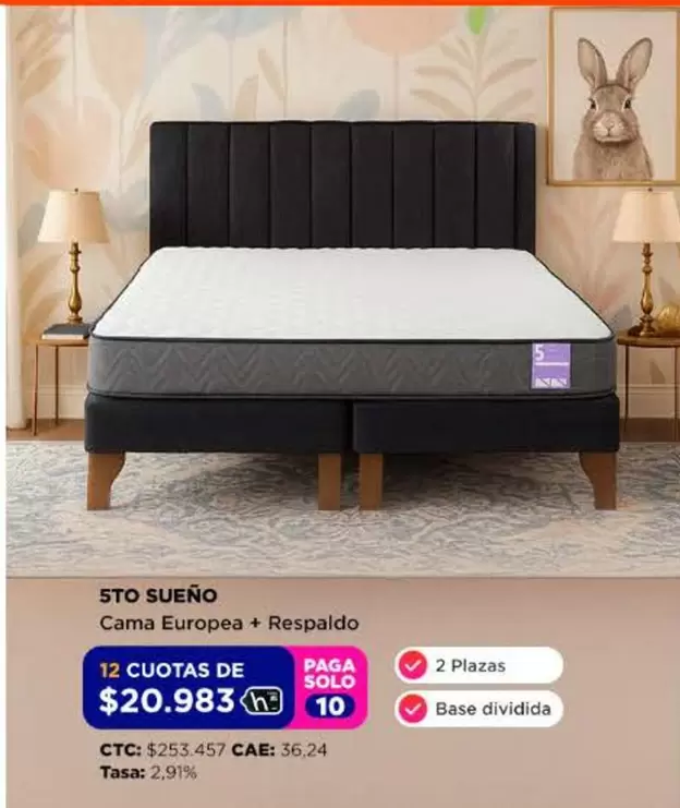 Cama Europea + Respaldo