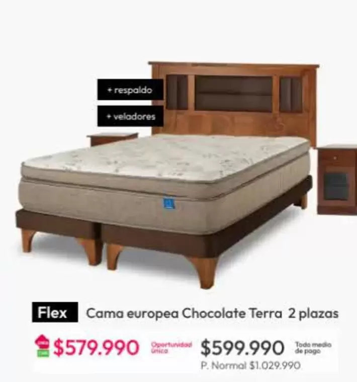 Flex - Cama europea Chocolate Terra 2 Plazas
