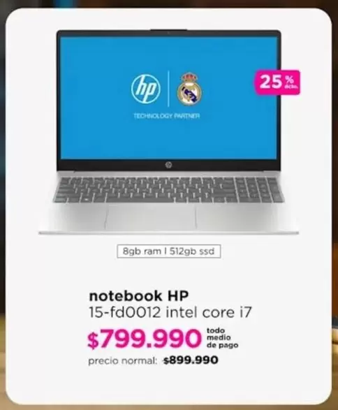 HP - notebook I7 15-fd0012 Intel Core I7
