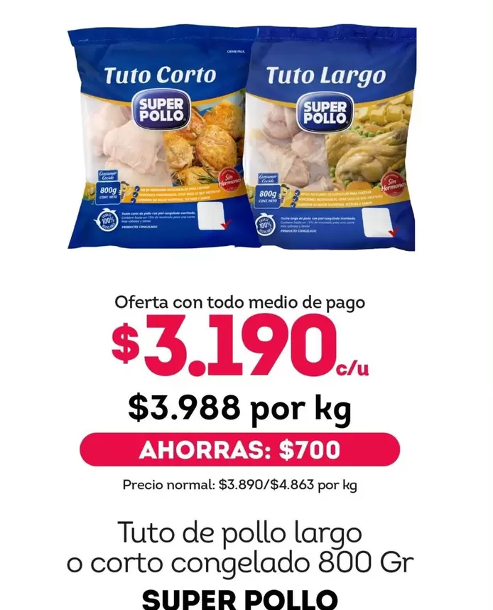 Súper Pollo - Tutto De Pollo Largo O Corto Congelado