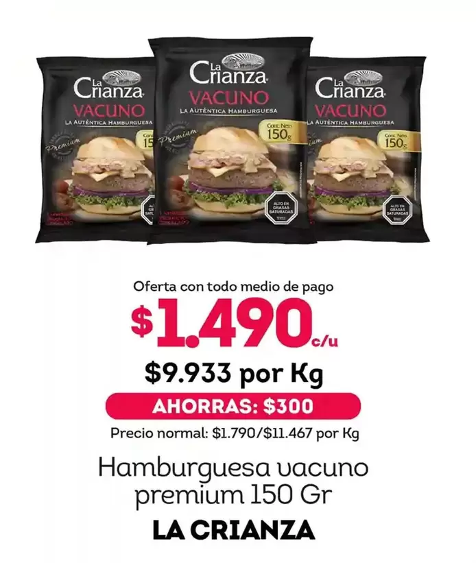 La Crianza - Hamburguesa Vacuno Premium