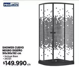 Shower Curvo Negro Diseno 90x90x192 Cm