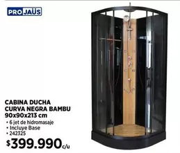 Cabina Ducha Curva Negra Bambu