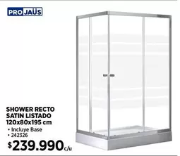 Shower Recto Satin Listado 120x80x195 Cm