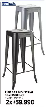 Piso Bar Industrial Silver/negro