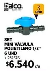 Set Mini Válvula Polietileno 1/2"