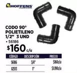 Hoffens - 90° Polietileno 1/2" 3 Und